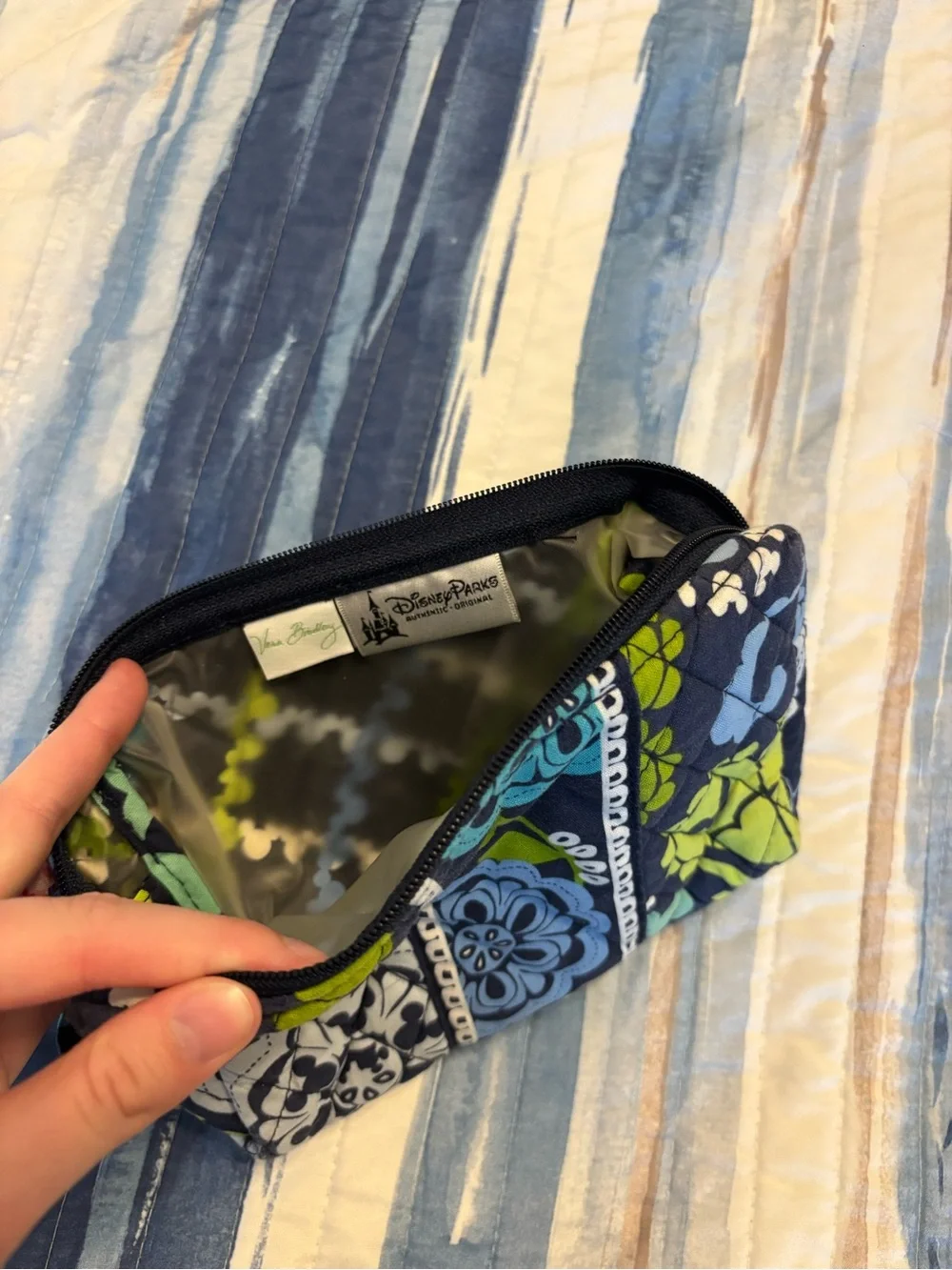 Vera Bradley Floral Zip Cosmetic Pouch in Navy, Lime & Sky